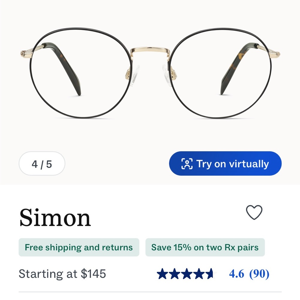Wary Parker Simon Round Glasses
